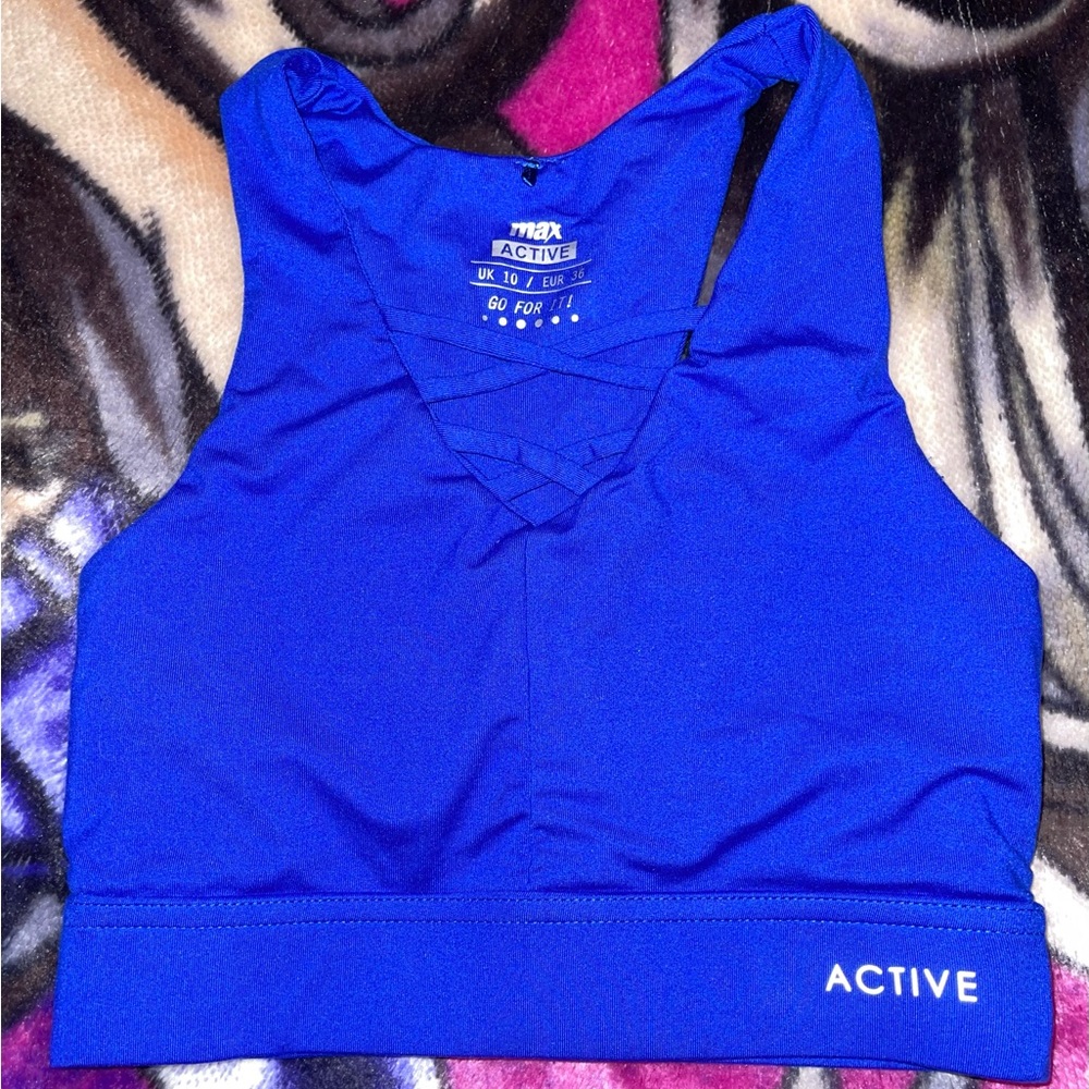 Blue Active Racerback Sports Bra
